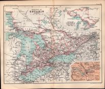 Canada Ontario Province Double Sided Antique 1896 Map.