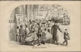 London Crowd Victoria Theatre Antique 1864 Henry Mayhew Print.