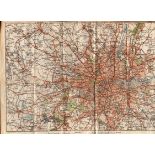 London Environs Detailed Coloured Vintage 1924 Map.
