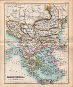 The Balkan Peninsula Double Sided Victorian Antique 1896 Map.