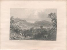St Bees Head Cumbria Antique WH Bartlett 1842 Victorian Steel Engraving