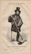 One-Legged Road Sweeper Antique Rare 1864 Henry Mayhew Print.