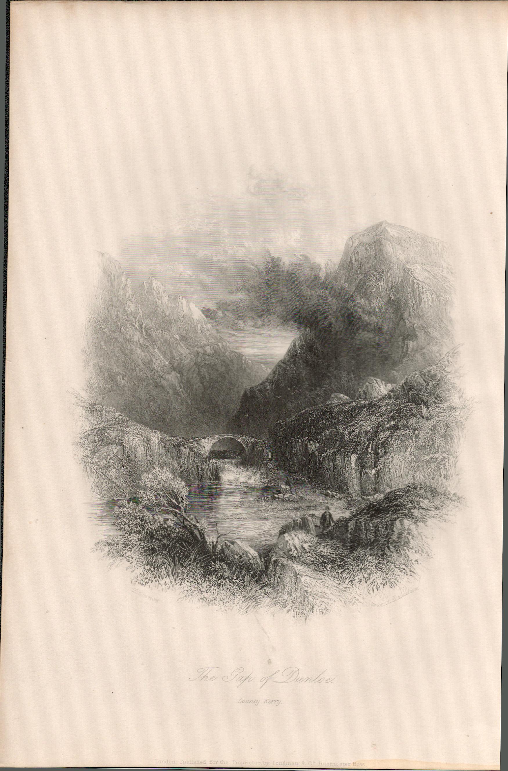 Gap of Dunloe Co Kerry 1837-38 Victorian Antique Engraving.