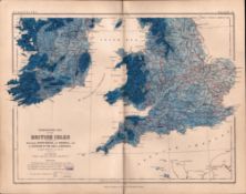 Hydrographic Southern England 1871 WK Johnston Antique Map.