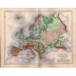 Mountains Valley of Europe 1871 WK Johnston Antique Map.