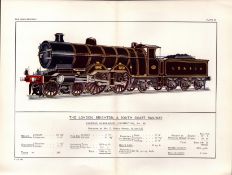 London Brighton & South Coast Railway Antique Book Plate.