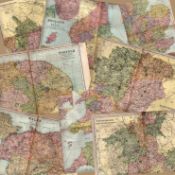 Collection of 11 Coloured Victorian Large Map GW Bacon 1899 Set 3
