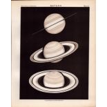 Planet Saturn Victorian Antique 1892 Atlas of Astronomy 11.