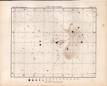 The Plelades Chart Victorian 1892 Atlas of Astronomy 12.