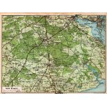 New Forest Hampshire Coloured Detailed Vintage 1924 Map.