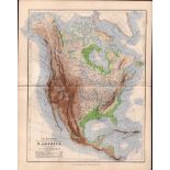 Mountains,Valleys N America 1871 WK Johnston Antique Map.