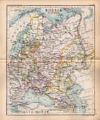 Russia In Europe Double Sided Victorian Antique 1896 Map.