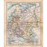 Russia In Europe Double Sided Victorian Antique 1896 Map.