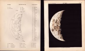 Moon Sixth Day Cycle Victorian 1892 Atlas of Astronomy - 30.