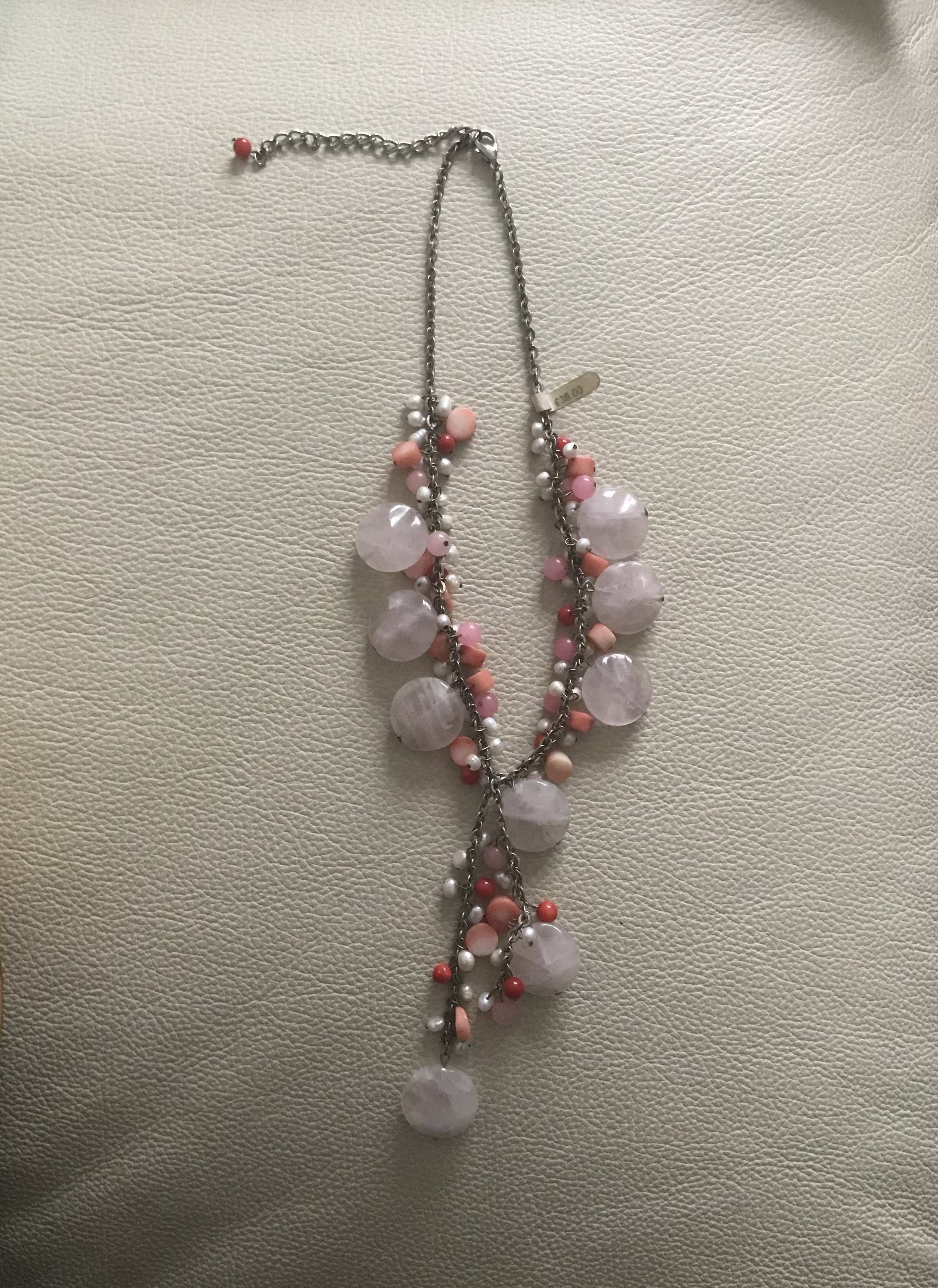 Butler & Wilson Rose Quartz, Pearl and Coral Bead Necklace