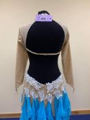 Blue and Gold Latin Dancing Dress Size 14 Approx