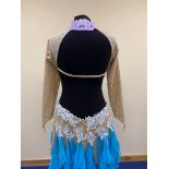 Blue and Gold Latin Dancing Dress Size 14 Approx