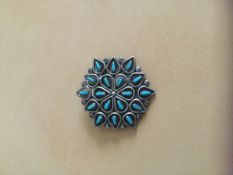 Petit Needle Point Silver Turquoise Brooch/Pin/Pendant