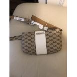 Michael Kors Monogram Print Belt Bag, Khaki/White, Belt Size S / M