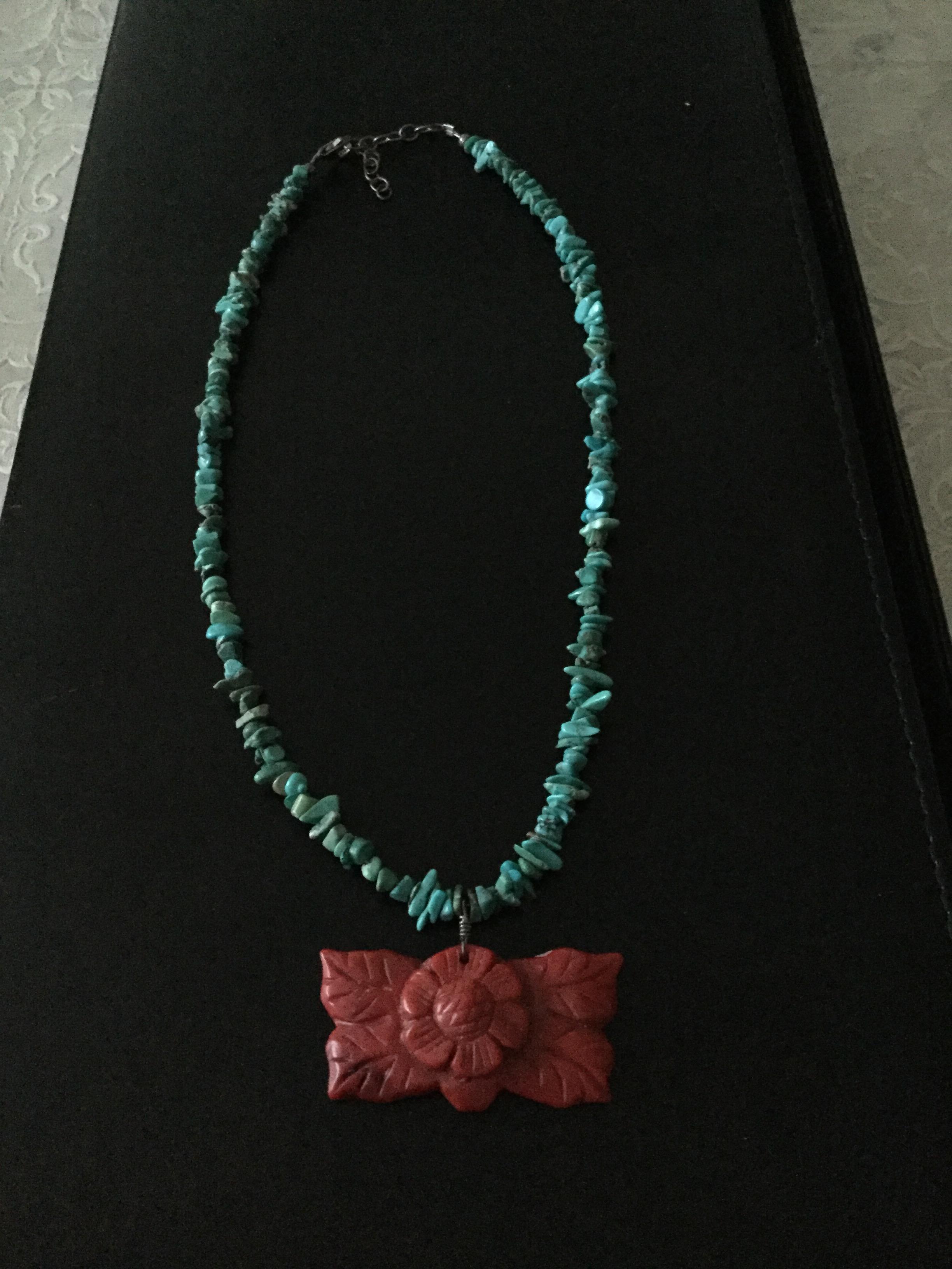 Turquoise and Coral Necklace - Image 4 of 6