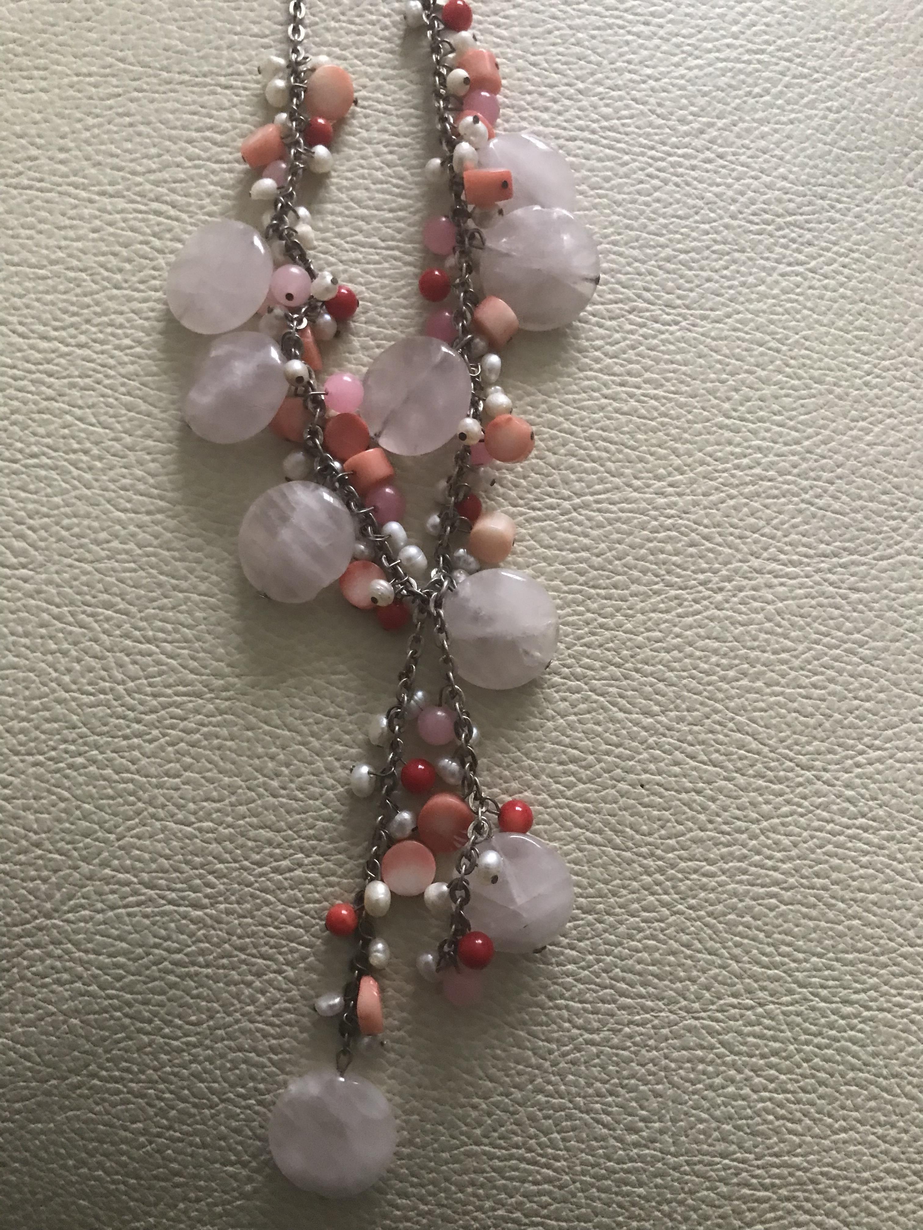 Butler & Wilson Rose Quartz, Pearl and Coral Bead Necklace - Image 4 of 5
