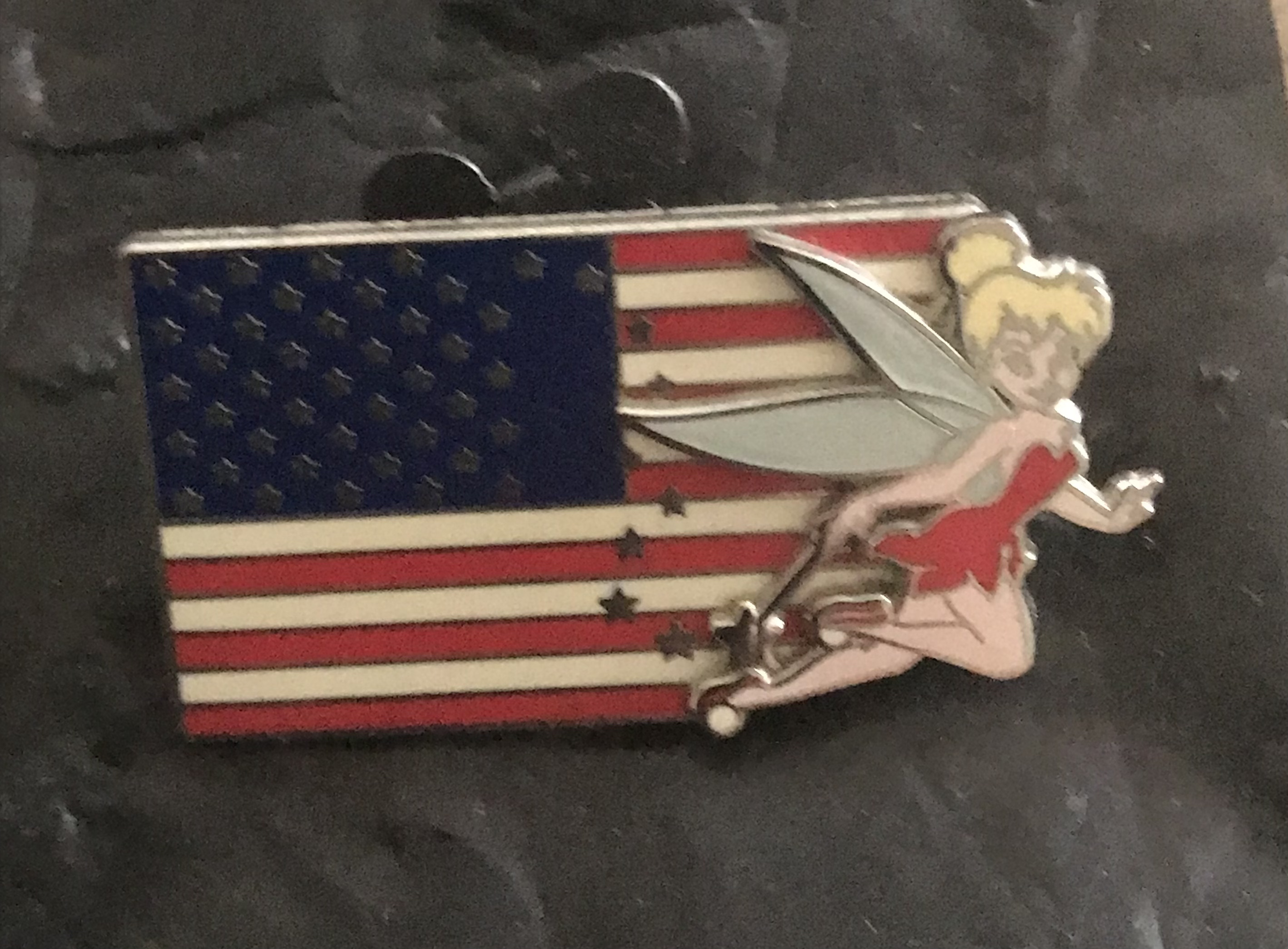 Vintage Disney Tinkerbell and USA Flag Pin