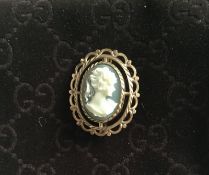 Vintage 9ct Gold Cameo Brooch and Earrings Set