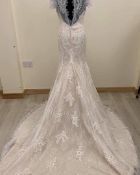 Eternity Bridal Fitted Wedding Dress Size 10 In Ivory/Café. Lace