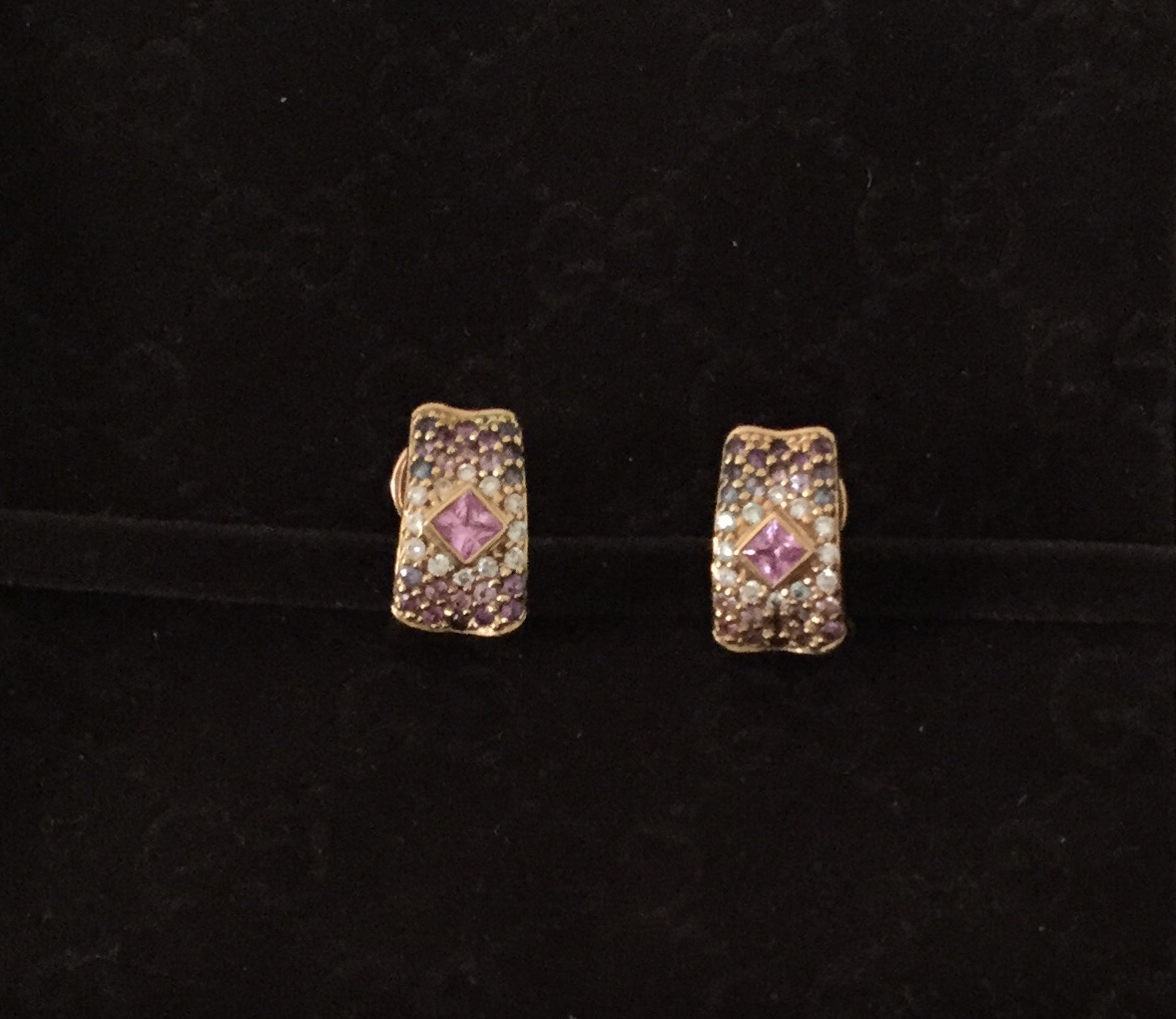 Links of London 18ct Gold Diamond and Pink Sapphire Earrings