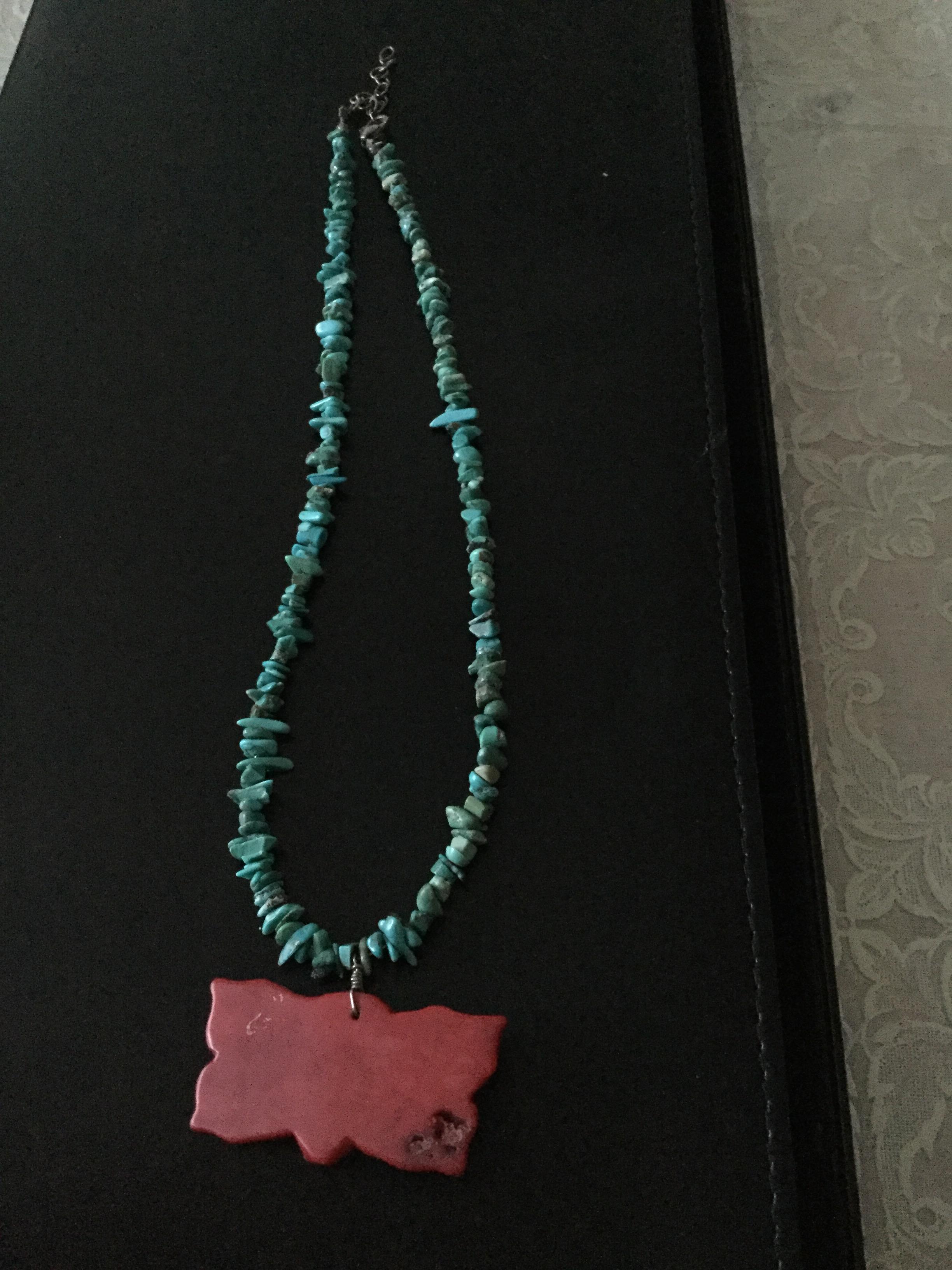 Turquoise and Coral Necklace - Image 6 of 6