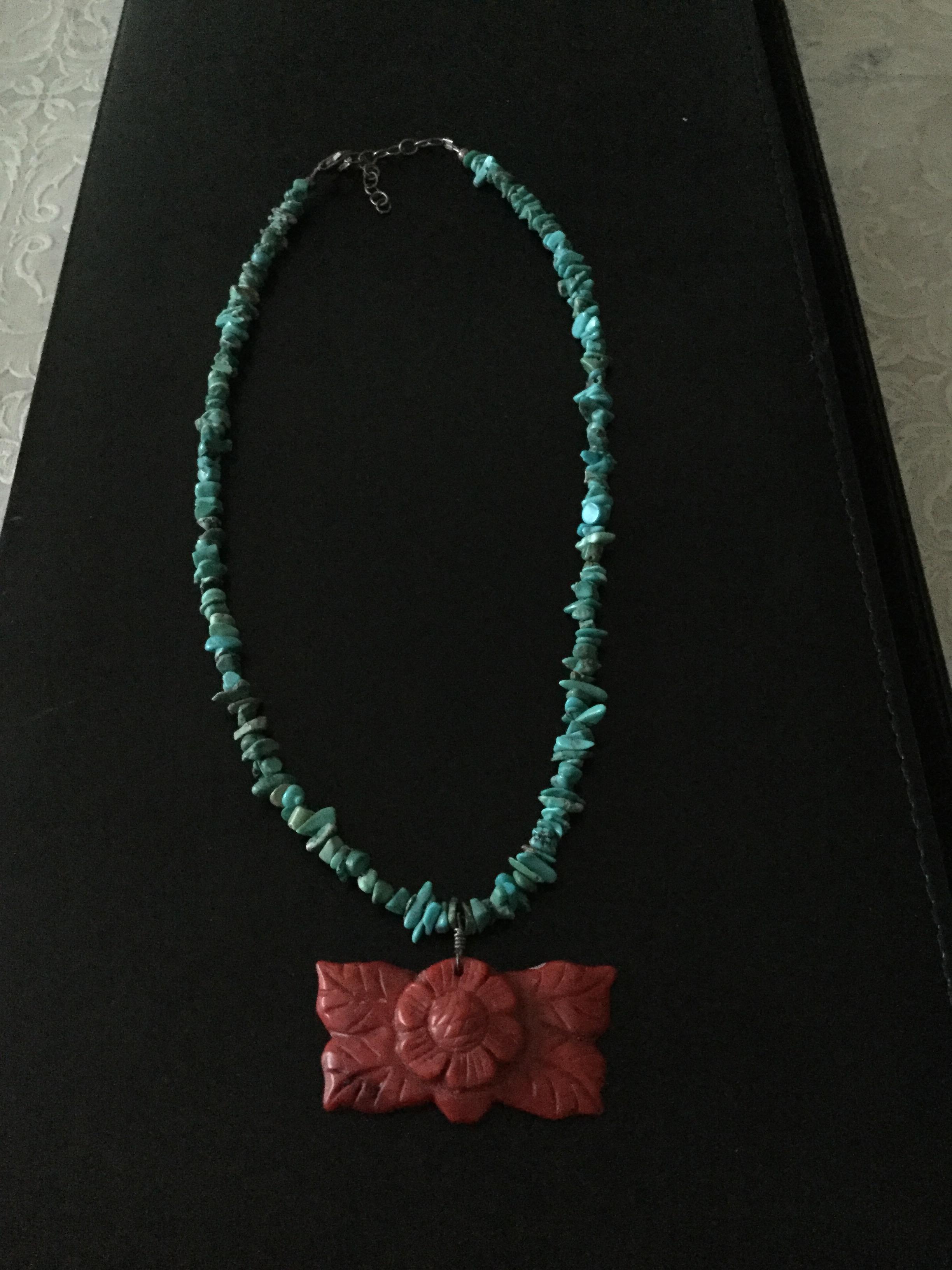 Turquoise and Coral Necklace - Image 2 of 6