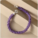 New! Amethyst Bracelet With Spring Ring Clasp In Sterling Silver