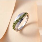 New! Green Diamond Ring In Platinum Overlay Sterling Silver