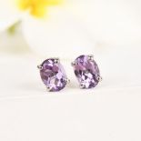 New! Rose De France Amethyst Stud Earrings