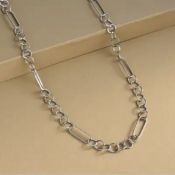 New! Platinum Overlay Sterling Silver Figaro Necklace