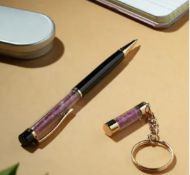 New! Ruby Filled Ball Pen With Keychain