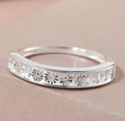 New! Diamond Half Eternity Ring In Sterling Silver