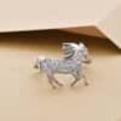 New! Elanza Simulated CZ Unicorn Ring In Platinum Overlay Sterling Silver