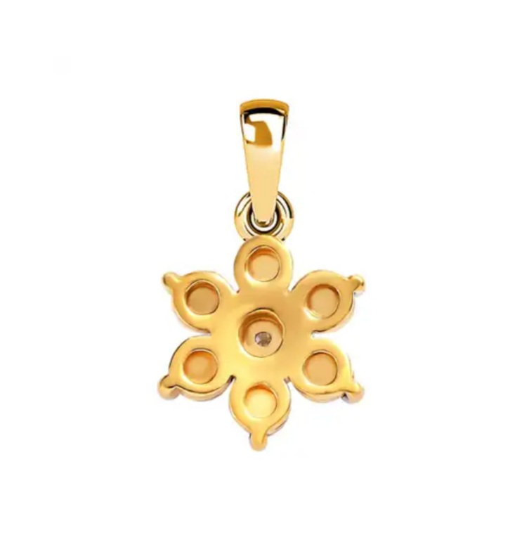 New! Diamond Floral Pendant in 18K Vermeil Yellow Gold Overlay Sterling Silver - Image 5 of 5