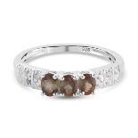 New! Andalusite and Natural Cambodian Zircon Ring In Sterling Silver