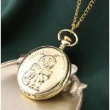 New! STRADA Japan Movement American Shorthair Pattern Gold Plated Pocket Watch