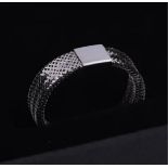 New! Italian Made - 9K White Gold Stretchable Ring