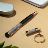 New! Tanzanite Filled Ball Pen With Keychain