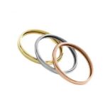 New! Set of 3 - 9K Yellow, White and Rose Gold Band Ring