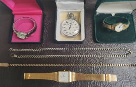 A Collection of Watches, Chains and Pocket Watch.