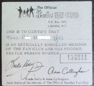 The Beatles Original Fan Club Member Subscription Card.