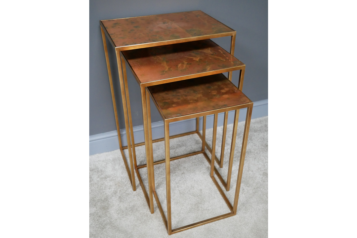 Nest of Tables with a Copper Finish Top - Image 4 of 4