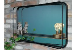 Industrial Mirror with Shelf