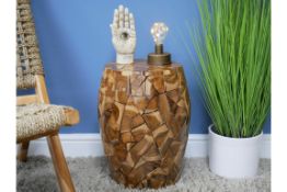 Chopped Teak Wood Side Table