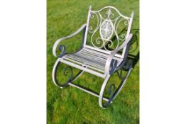 Set of 2 Antique Grey Rocking Chairs